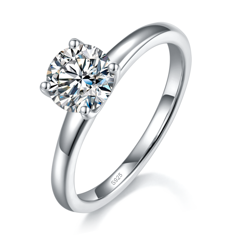 光臂四爪Women's RingS925银镀白金定制选款主石Moissanite1.0ct