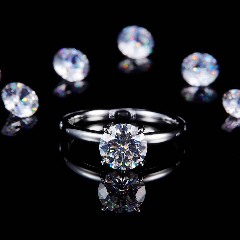 光臂碎钻微镶花瓣四爪Women's RingS925银镀白金定制选款主石Moissanite1.5ct/副石高碳钻