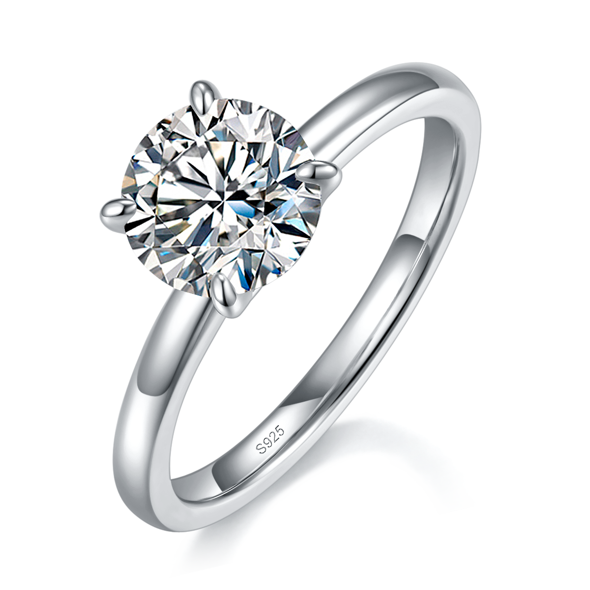 Bare arm broken diamond micro inlaid petal four claw women's ring S925 silver plated platinum customized selection main stone Moissanite 1.5ct/Side Stone Cubic Zirconia