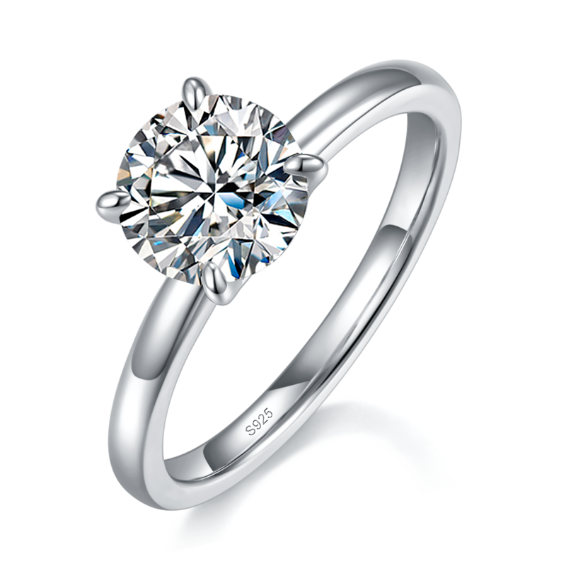 光臂碎钻微镶花瓣四爪Women's RingS925银镀白金定制选款主石Moissanite1.5ct/副石高碳钻