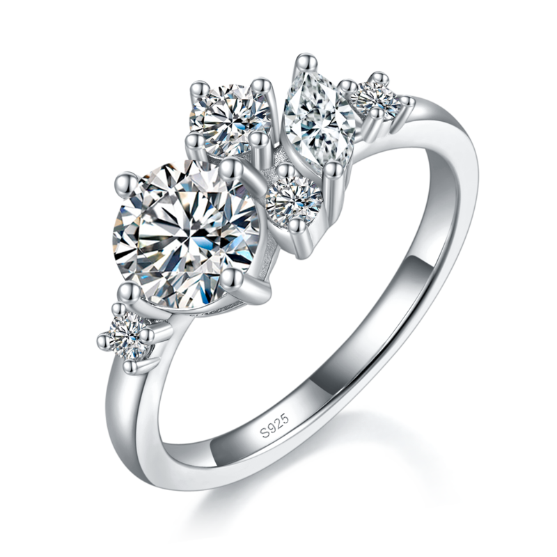 Affordable LuxuryWomen's RingS925银镀白金定制选款主石Moissanite1.0ct/副石高碳钻