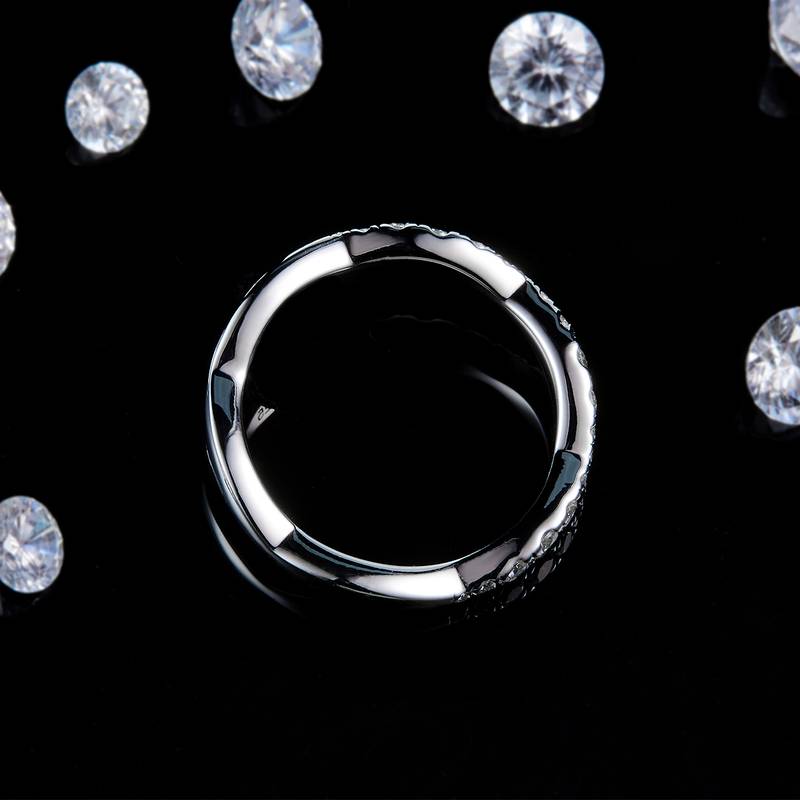 Fashion扭臂排戒S925银镀白金定制选款副石Moissanite0.41ct