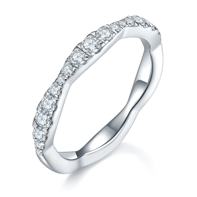 Fashion扭臂排戒S925银镀白金定制选款副石Moissanite0.41ct