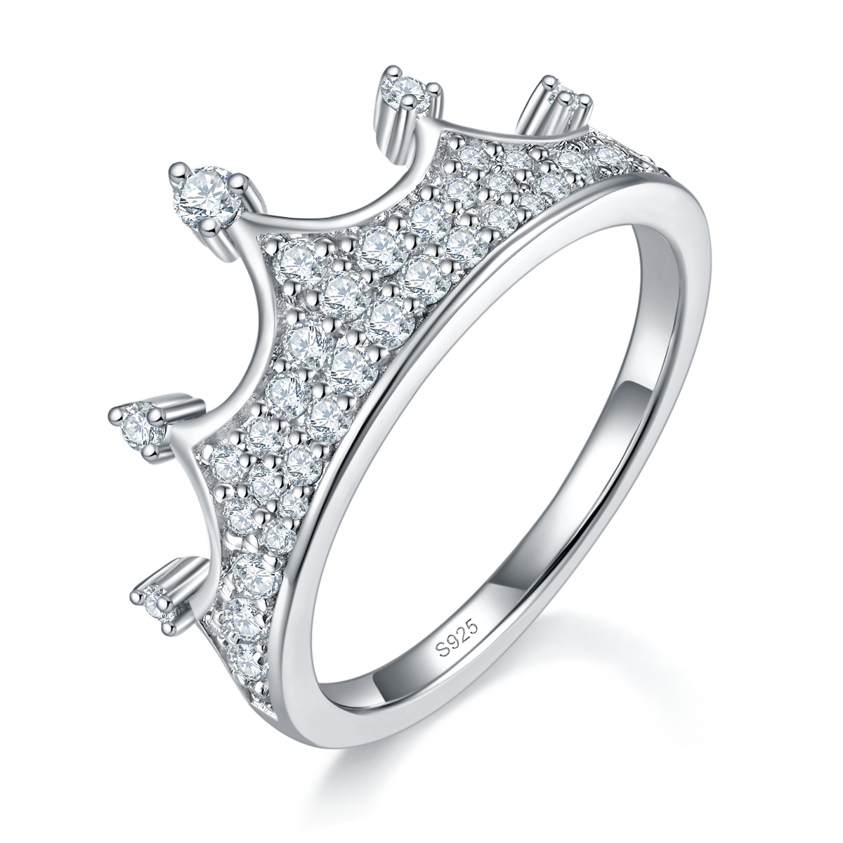 Crown Ring S925 Silver Plated Platinum Customized Selection Side Stone Moissanite 0.51ct