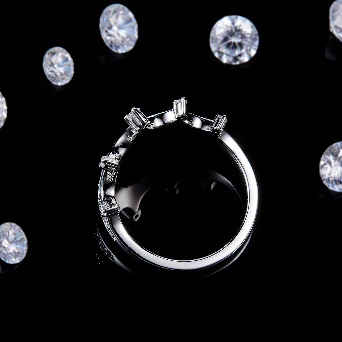 Crown Ring S925 Silver Plated Platinum Customized Selection Side Stone Moissanite 0.51ct