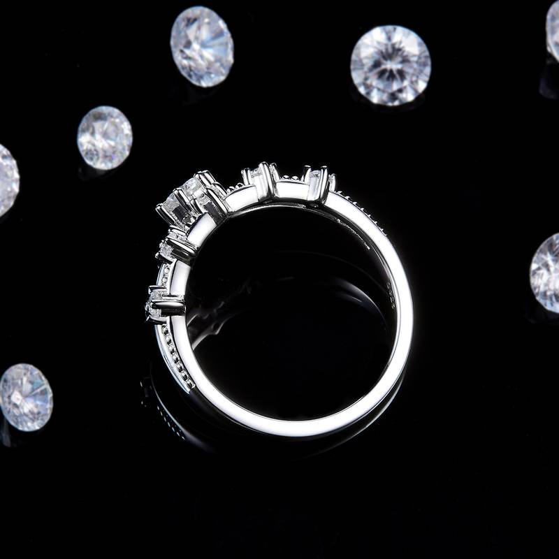 双臂排戒S925银镀白金定制选款主石莫桑钻0.3ct/副石高碳钻