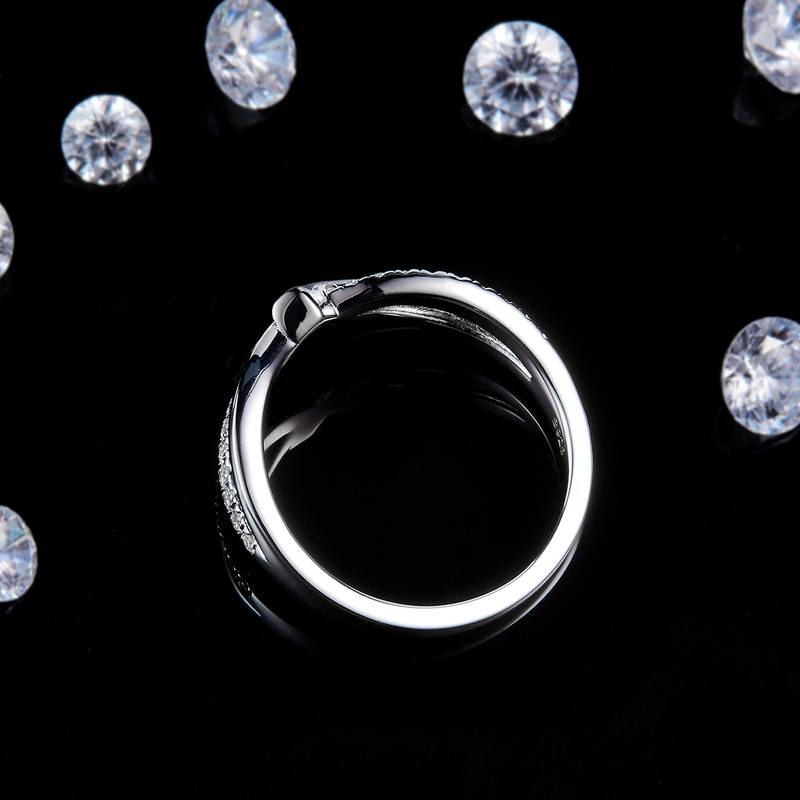 双臂排戒S925银镀白金定制选款副石Moissanite0.2ct