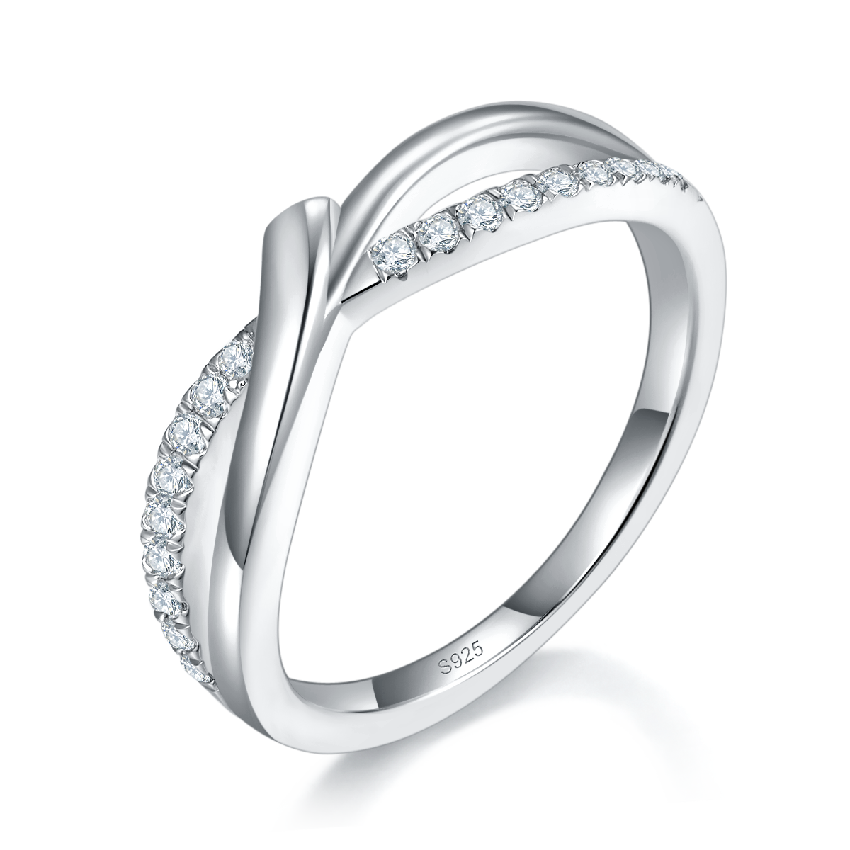 Dual arm ring S925 silver plated platinum customized option Side Stone Moissanite 0.2ct