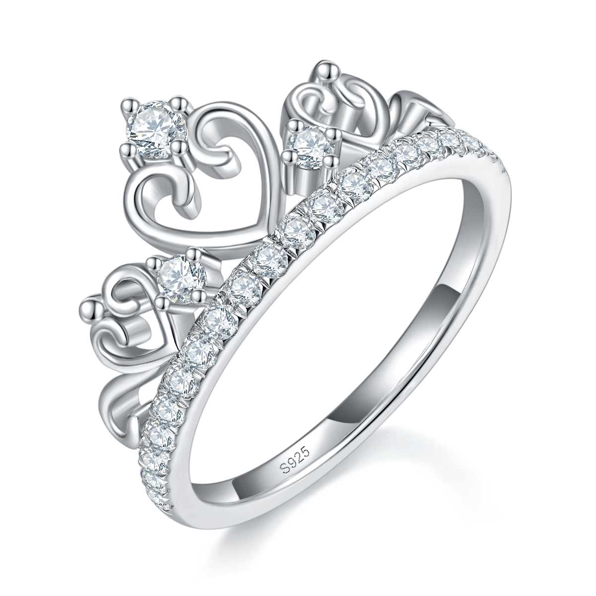 Crown Ring S925 Silver Plated Platinum Custom Selection Side Stone Moissanite 0.42ct