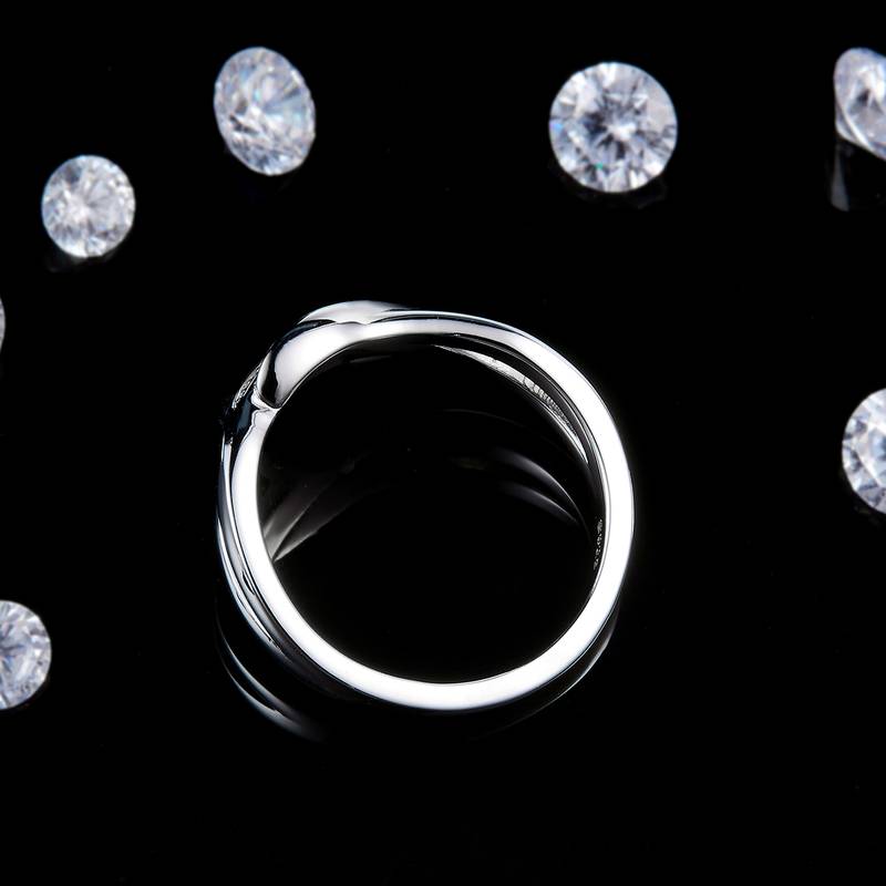 双臂扭臂排戒S925银镀白金定制选款副石莫桑钻0.075ct