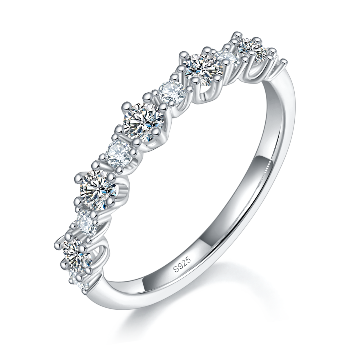 Small Diamond Exquisite Ring S925 Silver Plated Platinum Customized Selection Side Stone Moissanite 0.53ct