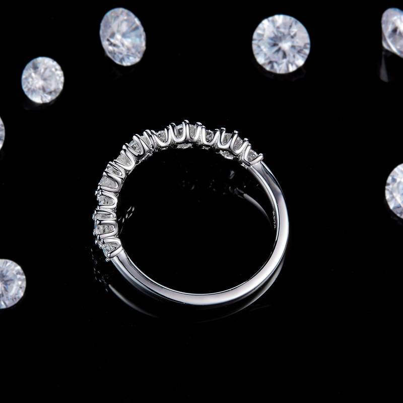 小碎钻Exquisite排戒S925银镀白金定制选款副石Moissanite0.53ct