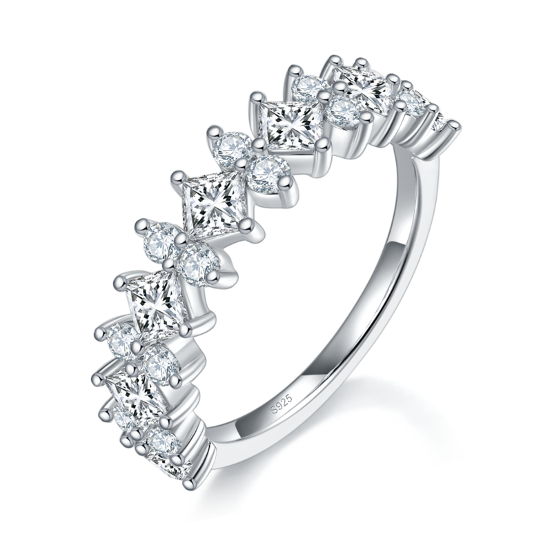 Fashion个性不规则Women's Ring排戒S925银镀白金定制选款副石Moissanite2.46ct