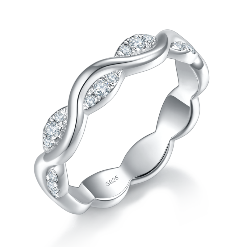 星河环绕Women's Ring排戒S925银镀白金定制选款副石Moissanite0.18ct