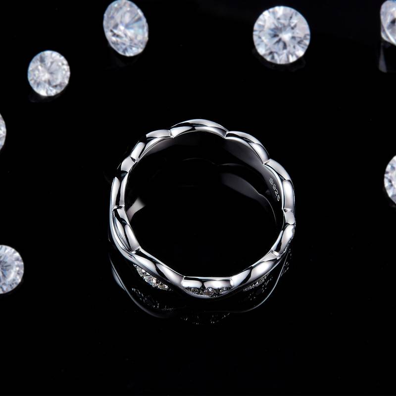 星河环绕Women's Ring排戒S925银镀白金定制选款副石Moissanite0.18ct