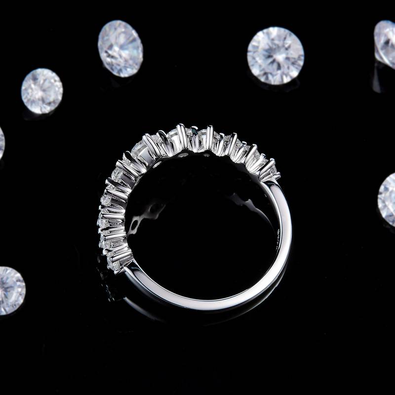 Fashion不规则碎钻排戒S925银镀白金定制选款副石Moissanite0.86ct