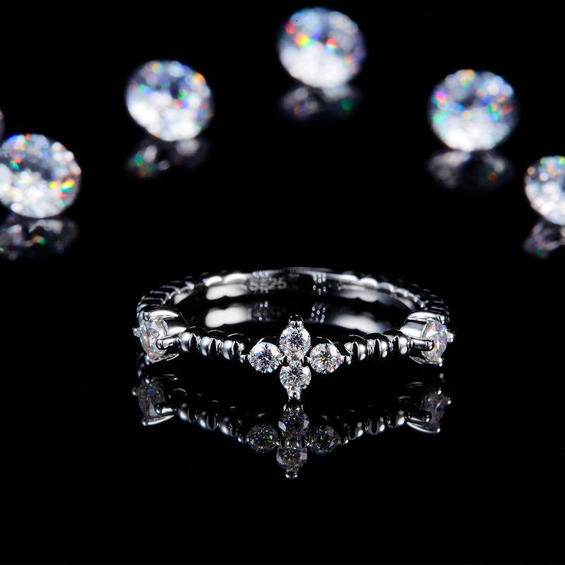 复古叠带珠珠Women's Ring排戒S925银镀白金定制选款副石Moissanite0.26ct