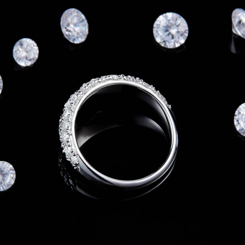 满天星排戒S925银镀白金定制选款副石Moissanite1.17ct