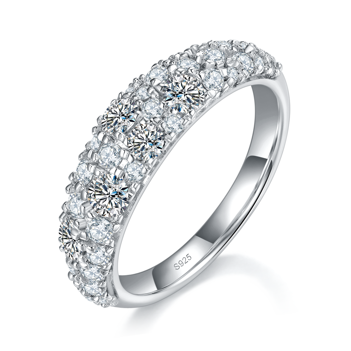 Starry Sky Ring S925 Silver Plated Platinum Customized Selection Side Stone Moissanite 1.17ct