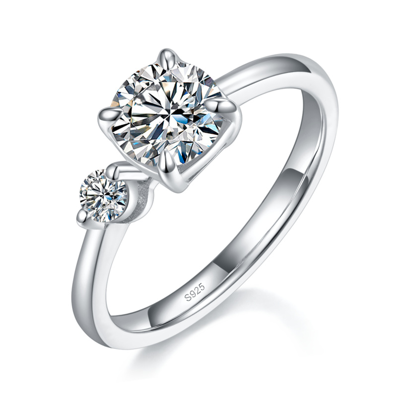 四爪S925银镀白金定制选款主石石Moissanite1.0ct/副石高碳钻