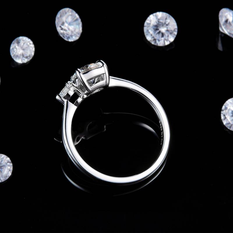 四爪S925银镀白金定制选款主石石Moissanite1.0ct/副石高碳钻