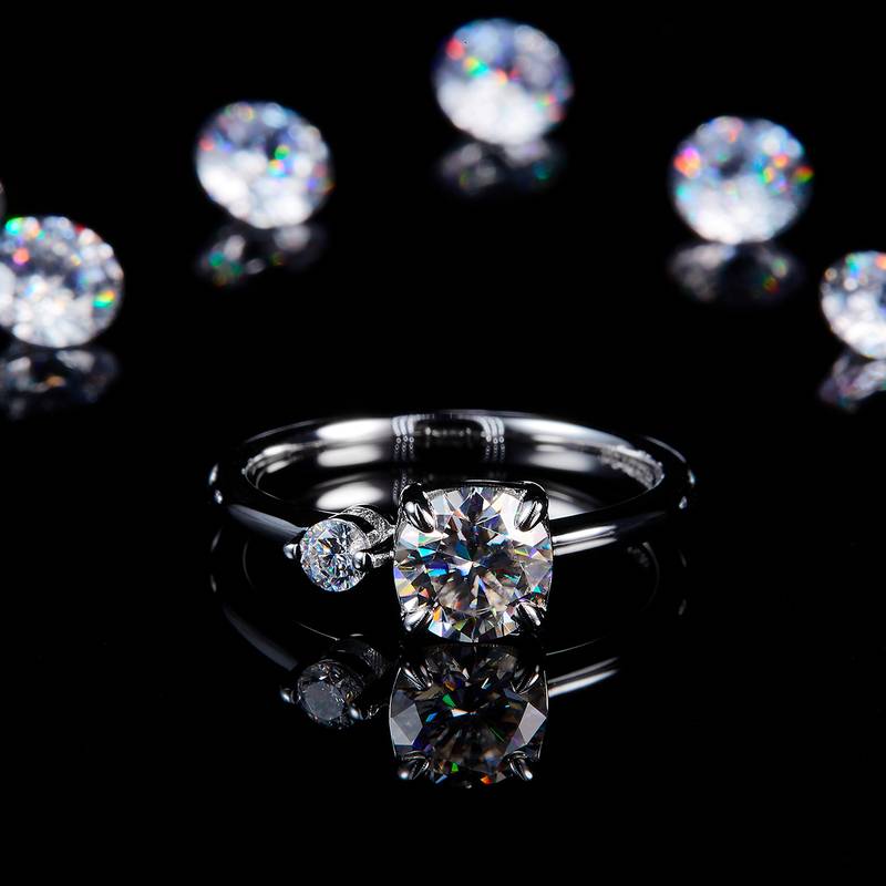 四爪S925银镀白金定制选款主石石Moissanite1.0ct/副石高碳钻