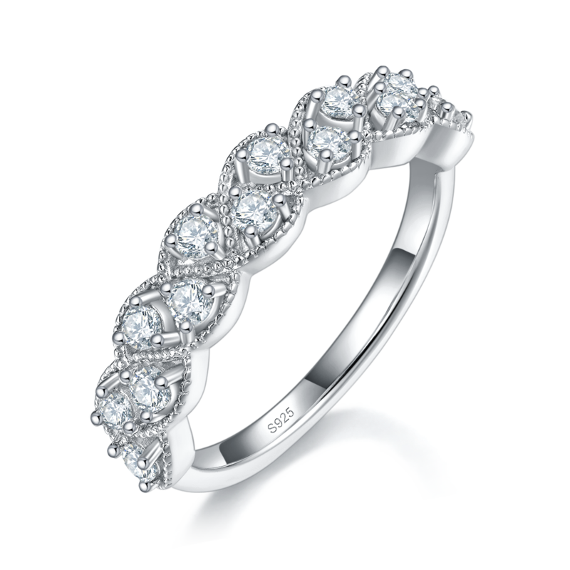 2.0mm排戒S925银镀白金定制选款副石Moissanite0.39ct