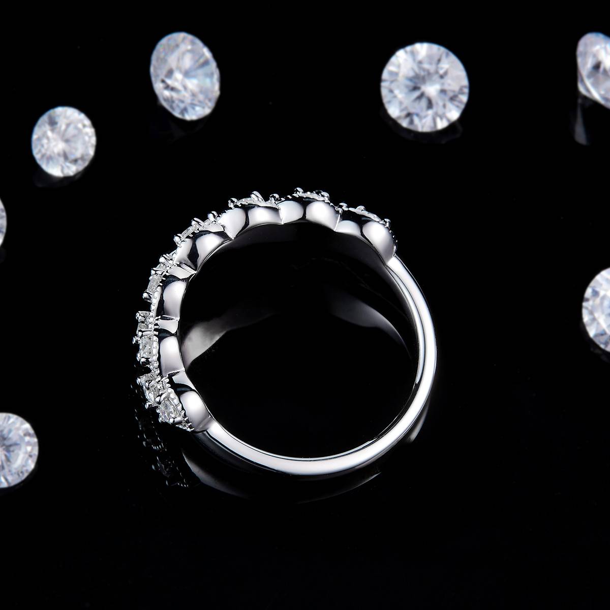 2.0mm排戒S925银镀白金定制选款副石莫桑钻0.39ct