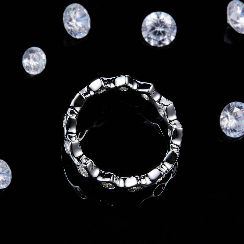 星芒排戒S925银镀白金定制选款副石Moissanite0.78ct