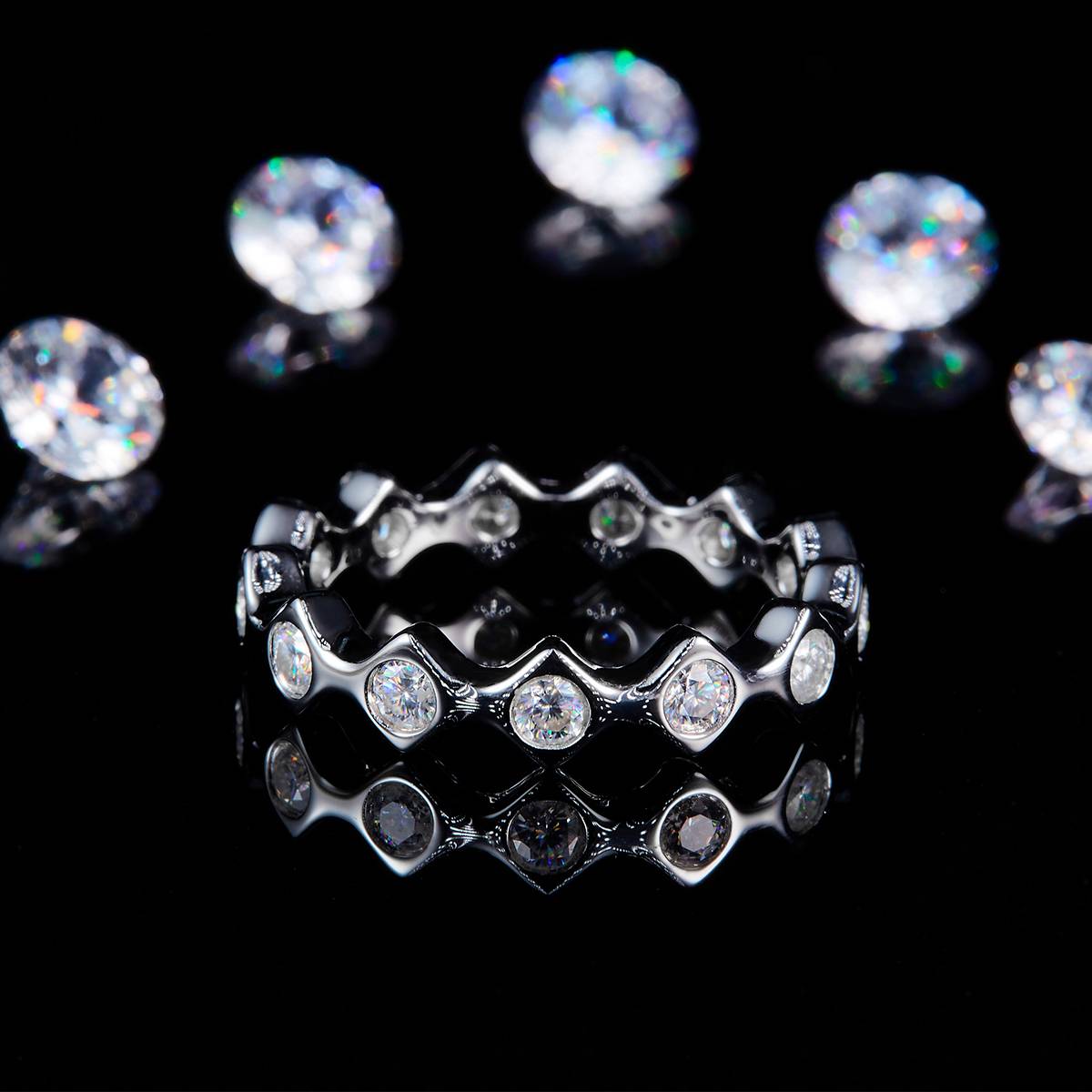 Star shaped Bracelet S925 Silver Plated Platinum Customized Selection Side Stone Moissanite 0.78ct