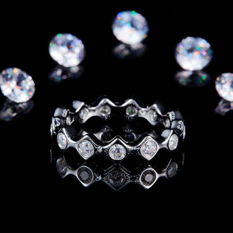 星芒排戒S925银镀白金定制选款副石Moissanite0.78ct