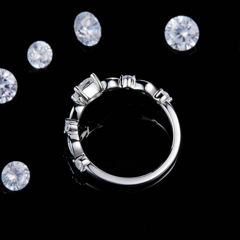 公主方异形钻婚戒S925银镀白金定制选款主石Moissanite0.4ct/副石高碳钻