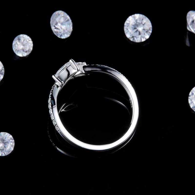 密镶马眼钻波浪Women's Ring排戒S925银镀白金定制选款副石Moissanite0.58ct
