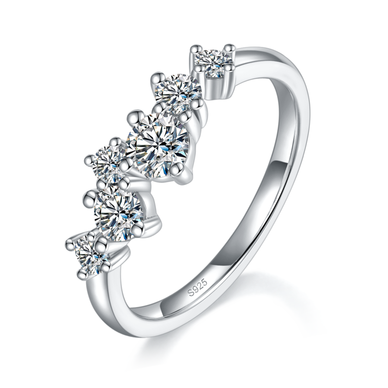 Affordable Luxury高级星河Women's Ring排戒S925银镀白金定制选款副石Moissanite0.765ct