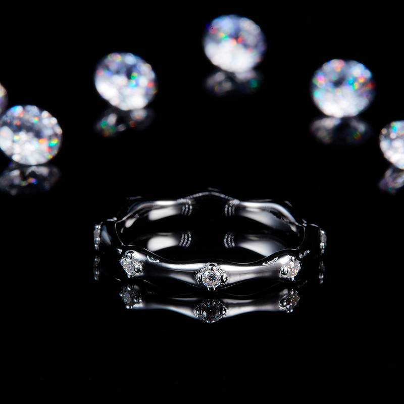 竹节排戒S925银镀白金定制选款副石Moissanite0.16ct