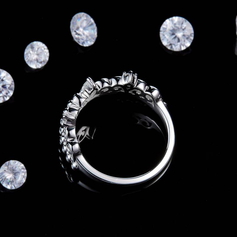 公主皇冠排戒S925银镀白金定制选款副石Moissanite0.26ct
