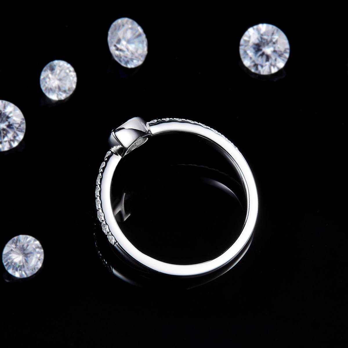 Pearl Diamond Set Women's Ring S925 Silver Plated Platinum Customized Selection Main Stone Moissanite 0.5ct/Side Stone Cubic Zirconia