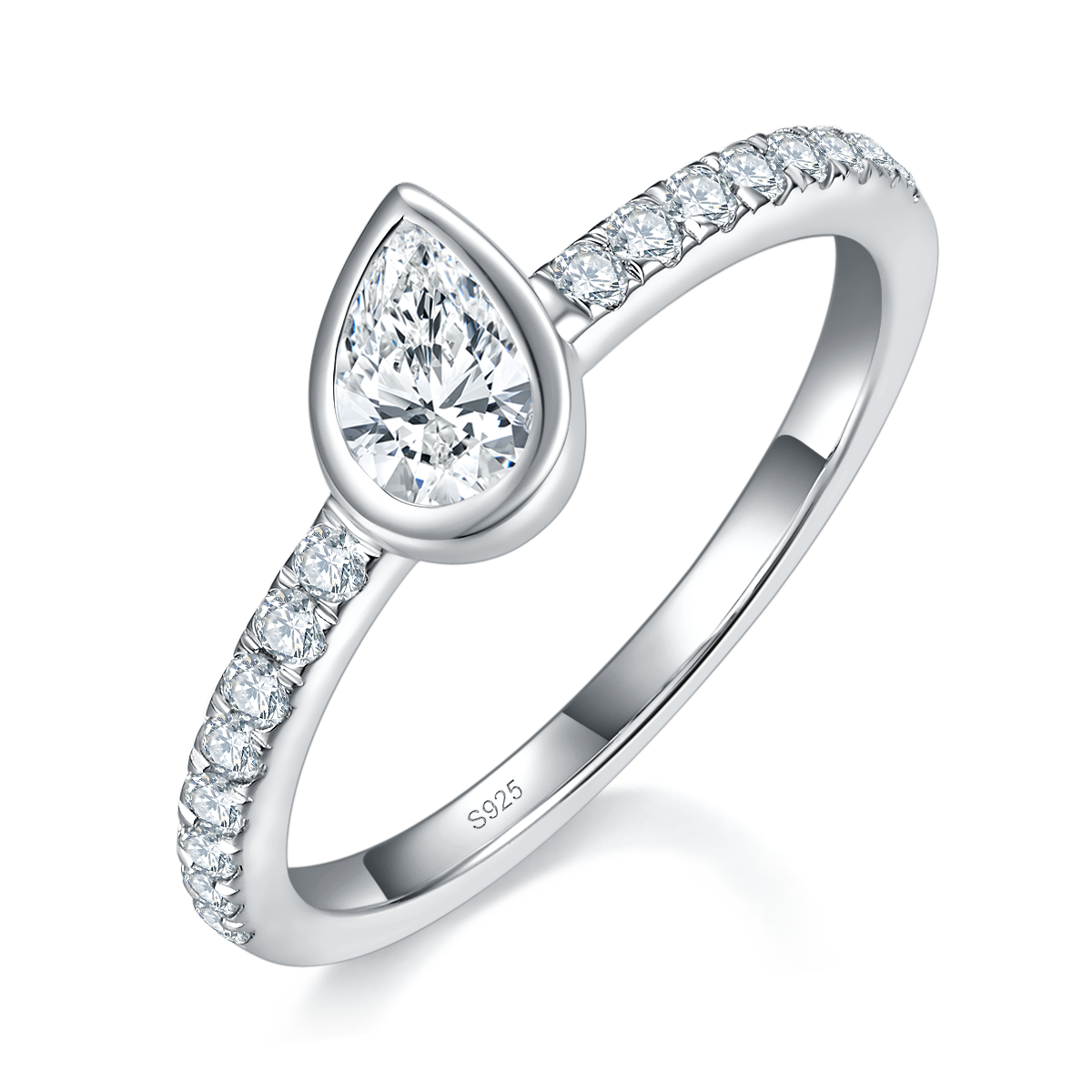 Pearl Diamond Set Women's Ring S925 Silver Plated Platinum Customized Selection Main Stone Moissanite 0.5ct/Side Stone Cubic Zirconia