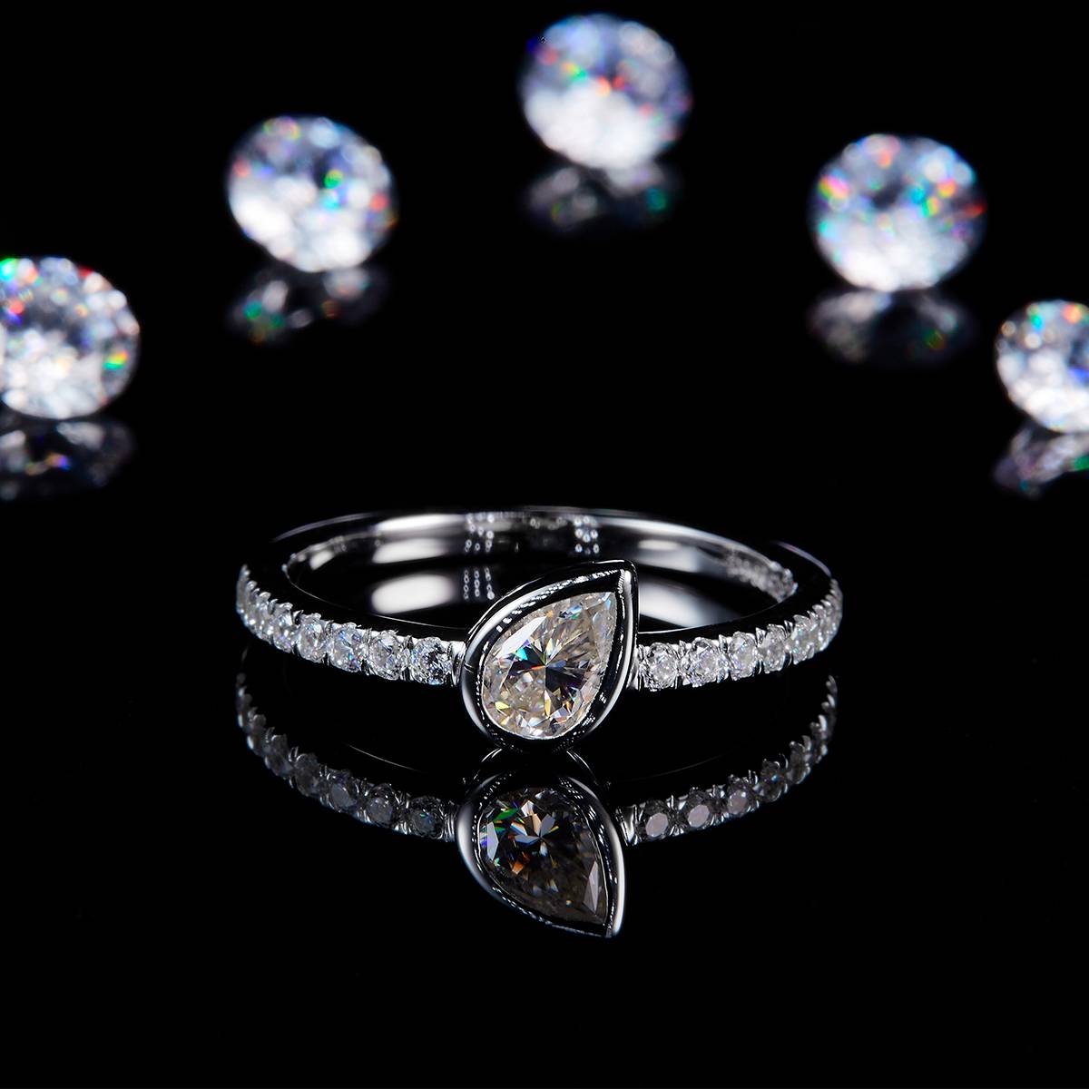 Pearl Diamond Set Women's Ring S925 Silver Plated Platinum Customized Selection Main Stone Moissanite 0.5ct/Side Stone Cubic Zirconia