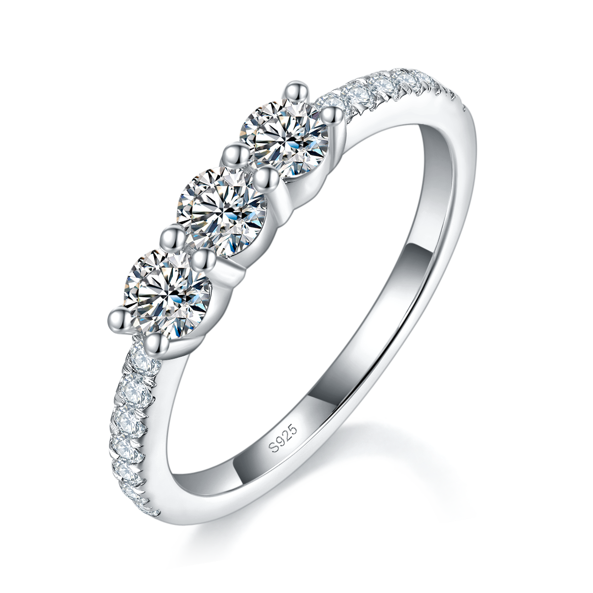 San Sheng Shi Pai Ring S925 Silver Plated Platinum Customized Selection Side Stone Moissanite 0.81ct