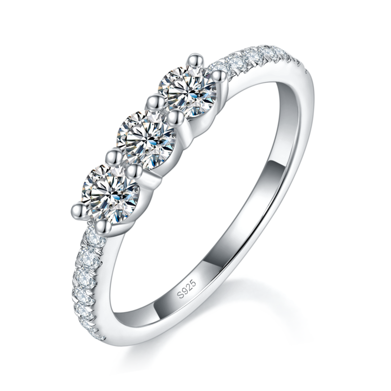 三生石排戒S925银镀白金定制选款副石Moissanite0.81ct