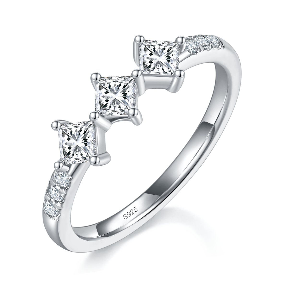 Sansheng Stone Diamond Ring S925 Silver Plated Platinum Customized Selection Side Stone Moissanite 0.99ct