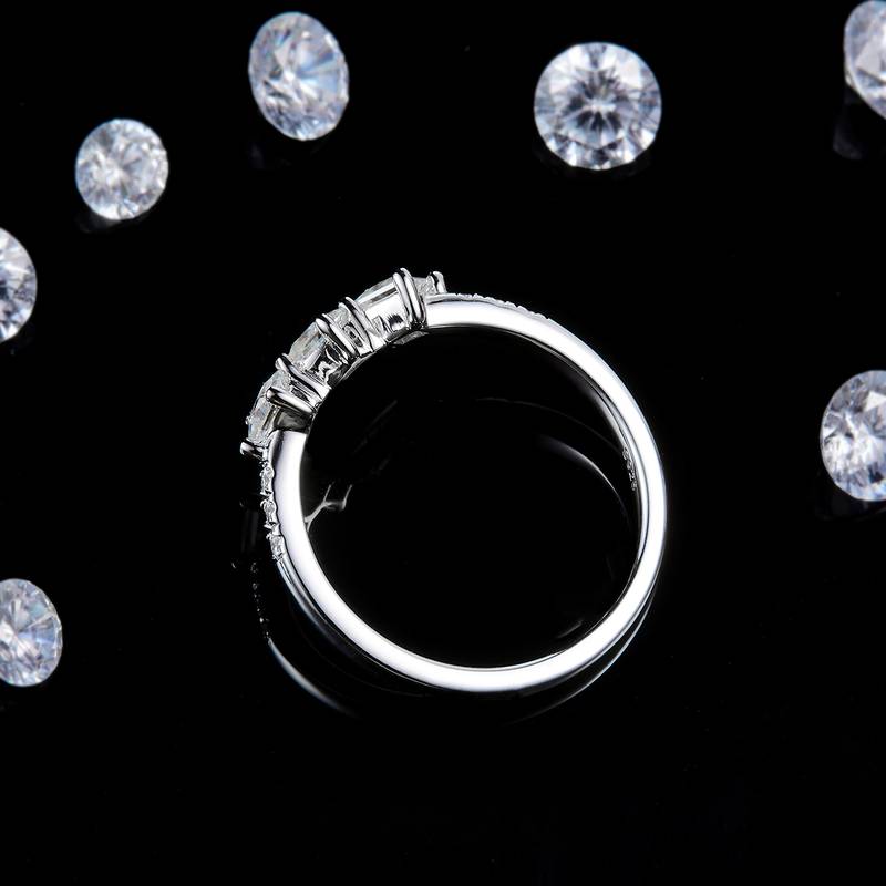 三生石方钻排戒S925银镀白金定制选款副石Moissanite0.99ct