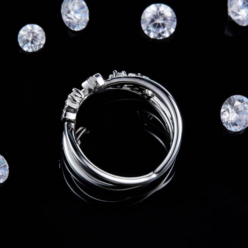 X形星星排戒S925银镀白金定制选款副石Moissanite0.25ct