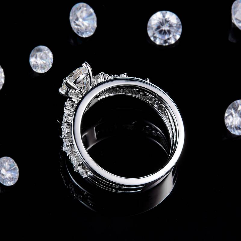 双臂四爪S925银镀白金定制选款主石Moissanite1.0ct/副石高碳钻