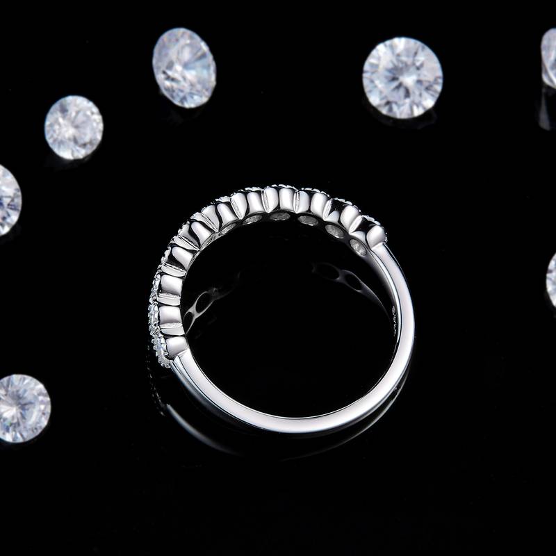 2.5mm排戒S925银镀白金定制选款副石Moissanite0.66ct