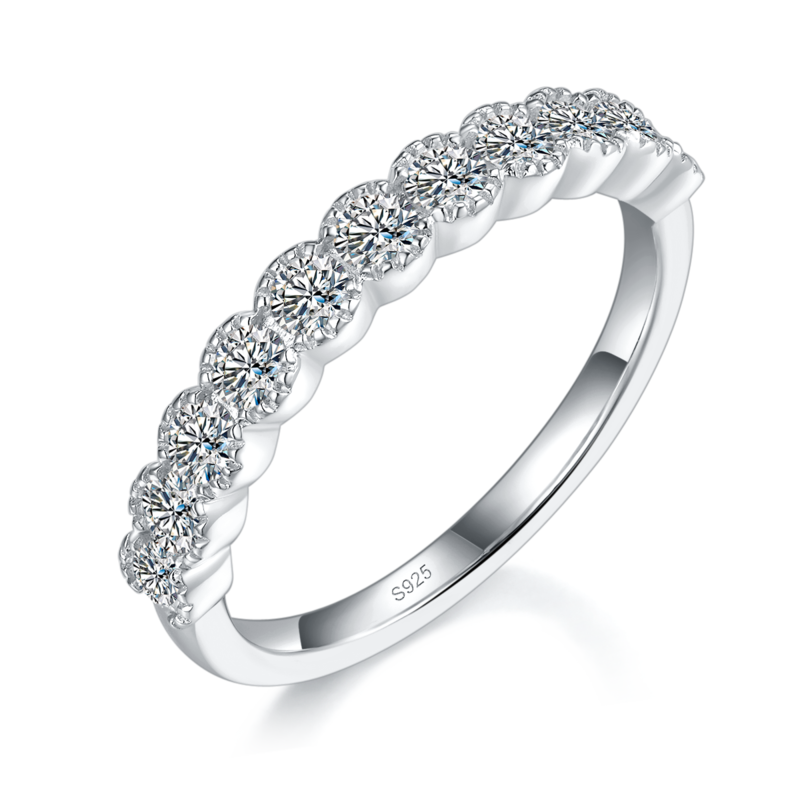 2.5mm排戒S925银镀白金定制选款副石Moissanite0.66ct