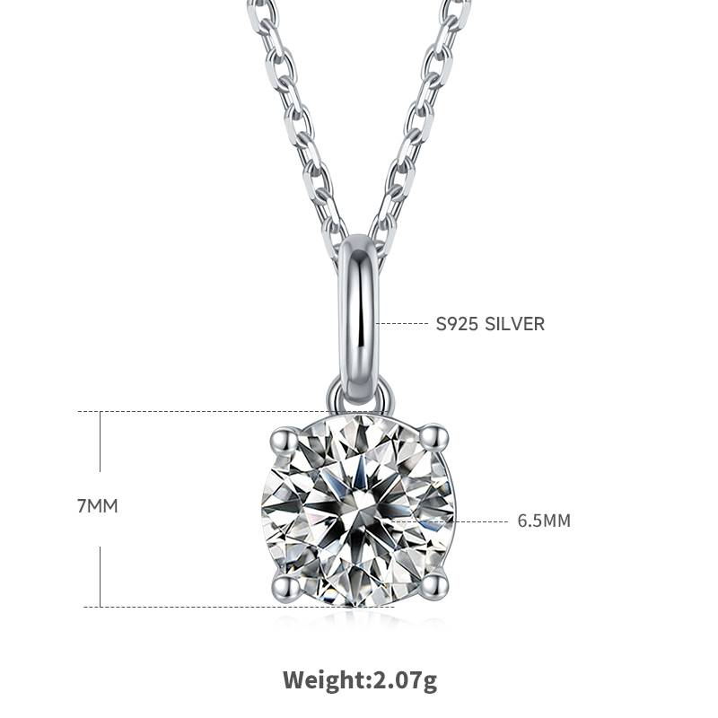 Classic圆形S925银镀白金MoissanitePendantStud Earring套装