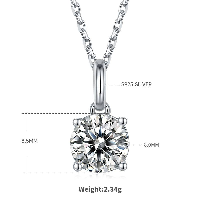 Classic圆形S925银镀白金MoissanitePendantStud Earring套装