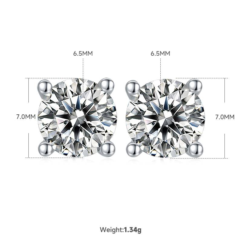 Classic圆形S925银镀白金MoissanitePendantStud Earring套装